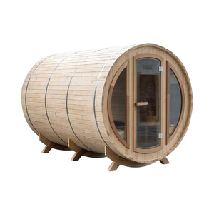 Sauna en bois pour 4 à 6 personnes, chauffage électrique extérieur, design rustique en bois massif, alimentation par prise 220-240V - Product Image 2