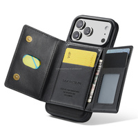 Étui portefeuille magnétique détachable 2-en-1 en cuir rétro avec fentes pour cartes et support antichoc pour iPhone 15 16 17 18 Pro Max