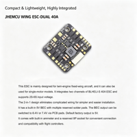 JHEMCU WING ESC-DUAL 40A BLHELI_S 2in1 ESC 2-6S LiPo avec BEC intégré et ampèremètre pour avion RC à double moteur à aile fixe