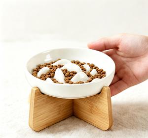 Slow Feeding <b>Cat</b> Bowl Elevated Luxury Ceramic Pet <b>Feeder</b> Bowl with Stand for Healthy Digestion - Product Image 1