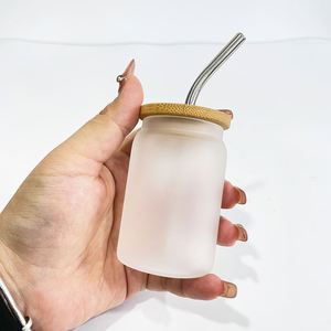 แก้วกาแฟขนาดเล็ก 3.5 ออนซ์ แบบใสขุ่น สำหรับพิมพ์ลายซับลิเมชั่น พร้อมหลอดโลหะ ฝาไม้ไผ่ - Product Image 3