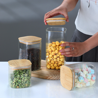 Fournisseur en gros d'usine, récipient de stockage de cuisine en verre transparent à rayures verticales côtelées, écologique, réutilisable, en vrac