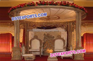 Mandap en bois sculpté pour mariage exclusif, Sydney, magnifique mandap en bois pour mariage indien, mandap en bois unique pour mariage Rajwada, Canada - Product Image 6
