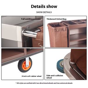 चिकना डिजाइन आधुनिक स्टेनलेस स्टील होटल काम लिनन कार्ट मल्टी-फंक्शनल गेस्ट रूम हाउसकीपिंग सर्विस कार्ट - Product Image 5