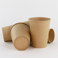 Gobelet isotherme jetable en papier kraft brun de qualité alimentaire à paroi simple pour boissons chaudes et froides, idéal pour les cafés et hôtels