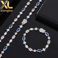 Bracelets Géométriques Croisés Unisexe 6mm avec Pierres CZ Givrées Plaqué Or 14K 0.3m Alliage de Cuivre Motif Gemme Chaîne Hip Hop Bijoux Griffe