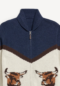 Cardigan da Uomo con Collo a Scialle e Zip, Motivo Toro Occidentale, <span class=keywords><strong>Maglia</strong></span> Calda Invernale - Product Image 6