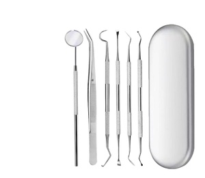 6 pezzi Set di denti dentali Scaler in acciaio inox Kit lenti a specchio falce pinza strumenti spatola cura orale pulizia dei denti Kit - Product Image 3
