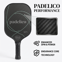 Nouvelle pagaie de pickleball personnalisée en fibre de carbone 2027 avec surface rugueuse et épaisseur de 14 mm ou 16 mm pour le jeu professionnel sur terrain