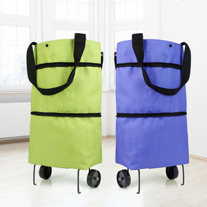 2023 <b>Foldable</b> Shopping <b>Trolley</b> Tote Bag with Wheels Reusable Grocery Bag Food Organizer Vegetables Bag Handbag for Women Kids - Product Image 1