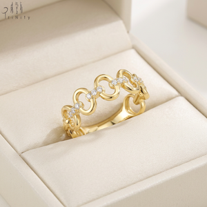 Anillos de Diamantes Naturales Reales de Oro Sólido de 18K, Joyería de Anillos de Cadena con Diseño Exquisito, Personalizables, de Alta Calidad, al por Mayor - Product Image 5