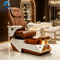 Fauteuil de pédicure multifonctionnel réglable avec accoudoirs, pour spa des pieds, massage et soins des ongles, pour poste de pédicure, noir et or