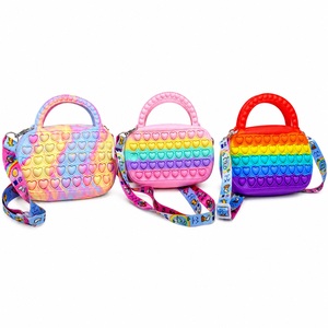 OEM Custom Silicone Heart Popper Bag for Kids <b>Cute</b> Crossbody <b>Purse</b> for Girls 4-7 Years Old Soft Sensory Fidget Zipper Water - Product Image 3