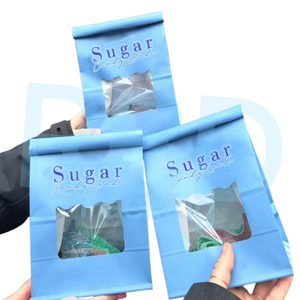 Empaquetado <span class=keywords><strong>de</strong></span> repostería azul personalizado, dulces y dulces, venta al por mayor, bolsas <span class=keywords><strong>de</strong></span> panadería con logotipo, ventana, bolsa <span class=keywords><strong>de</strong></span> papel, barra <span class=keywords><strong>de</strong></span> dulces, regalo, palomitas <span class=keywords><strong>de</strong></span> azúcar - Product Image 1