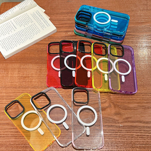 Custodia per telefono cellulare TPU TPE <span class=keywords><strong>Cover</strong></span> per <span class=keywords><strong>iPhone</strong></span> 17 16 <span class=keywords><strong>Pro</strong></span> 15 14 <span class=keywords><strong>13</strong></span> Neon rosso <span class=keywords><strong>verde</strong></span> giallo colore trasparente custodia per telefono magnetico - Product Image 2