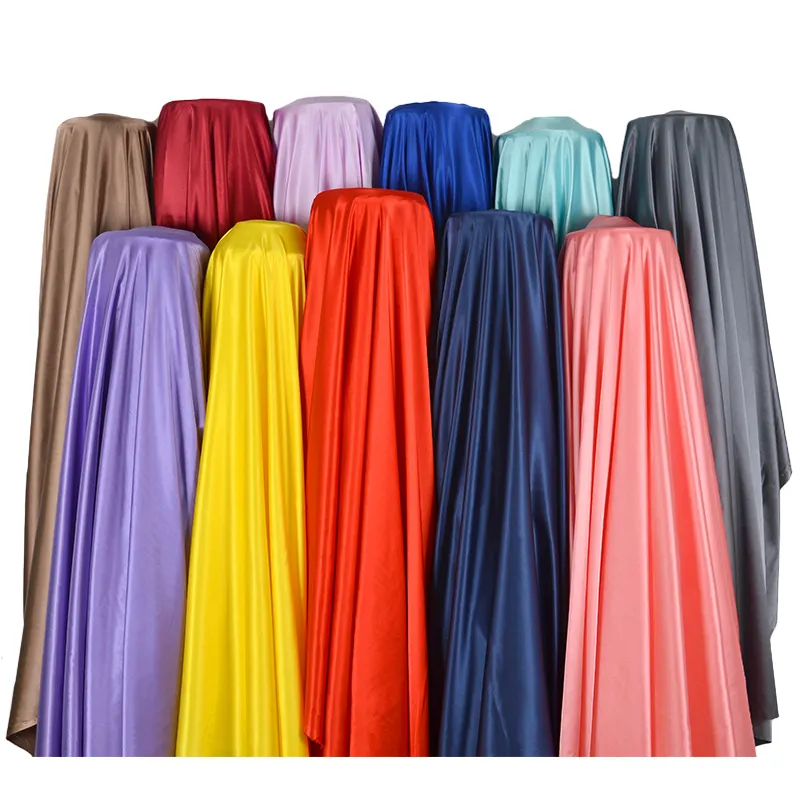 Vải Lụa Satin Cho Váy Quần Áo Vải Lót Vải Dệt Nguyên Liệu Thô Nhà Sản Xuất 100 Polyester Vải Satin Co Giãn