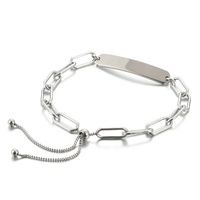 Yiwu Aceon Velle acier inoxydable deux types de chaîne combinée réglable Monica Design plus récent femmes incurvé ID Bar Bracelet