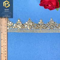 LEIXUSI Dentelle brodée à la main avec des paillettes dorées de 5 cm, soluble dans l'eau, pour les accessoires de costume de danse pour enfants
