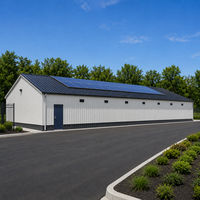Edificio Modular Expandible de Acero para Almacenamiento con 11 Unidades de Puertas Enrollables y Techo con Paneles Solares para Alquiler
