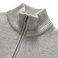 Produsen Rajutan OEM ODM Khusus Sweater Rajut Pria dengan Ritsleting dari Kasmir dan Wol Merino Sweater Pria Kasmir