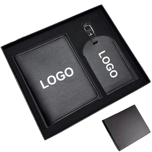 Set Porta Passaporto e Etichetta Bagaglio in <span class=keywords><strong>Pelle</strong></span>, Portafoglio da Viaggio con Etichetta per Valigia, Accessori da Viaggio per Uomo e Donna - Product Image 1