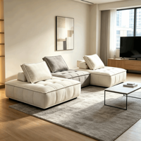 Nouvelle Arrivée Canapé Modulable en L Sans Cadre, Compressé Sous Vide, en Mousse, pour Petit Appartement et Salon