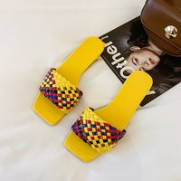Moins cher femmes décontracté plat été pantoufle dames chaussures et sandales pour Mules luxe pantoufles bout carré Chaussures Pour Femmes