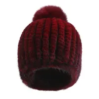Meist verkaufte Mode Warm gestrickte Frauen Winter Nerz Pelzmütze
