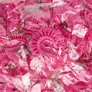 Gloway Oem 100Pcs Individual Package Thickening Waterproof Pink PE Plastic Hair Shower Cap Disposable For Hotel or Travel