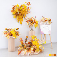 Herfst Gouden Geel Gebrand Oranje Handgemaakte Duurzame Kunstzijde Bloemenset Bruiloft Achtergrond Wanddecoratie Feestverhuur Decoratie