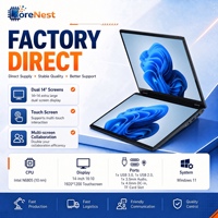 Portátil CoreNest de 14 Pulgadas con Pantalla Dual, Intel Celeron N6805, 8GB/16GB/32GB de RAM, Pantalla Táctil Dual, YOGA 2 en 1, Plegable, para Negocios