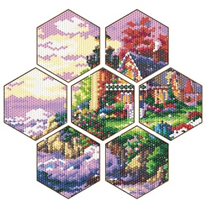 Kit de peinture diamant DIY pour sous-verres, motif paysage artistique Van Gogh, style américain, en panneau de particules imprimé, avec diamants à coller, thème animal - Product Image 4