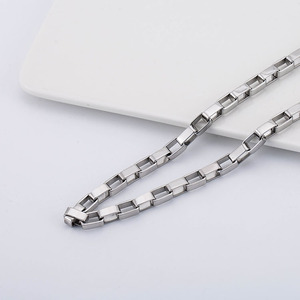 yunnique <b>Titanium</b> Steel Box <b>Chain</b> Men's Necklace 316L Polished Geometric Design Gift Jewelry - Product Image 2