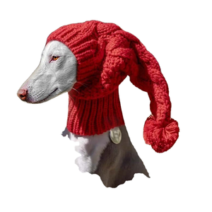 Bonnet en <span class=keywords><strong>laine</strong></span> d'hiver tricoté à la main, uni, <span class=keywords><strong>pour</strong></span> petit animal, gris, accessoires <span class=keywords><strong>pour</strong></span> chien de Noël, <span class=keywords><strong>snood</strong></span> <span class=keywords><strong>pour</strong></span> whippet - Product Image 3