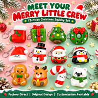 Lot de 12 jouets anti-stress en mousse PU souple de Noël, porte-clés à remontée lente, unisexe, vente en gros OEM/ODM Jiangsu