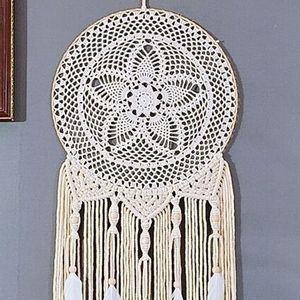 <span class=keywords><strong>Attrape</strong></span>-rêves en macramé tissé à la main en coton blanc, style bohème, avec long pompon détachable, pour contenants alimentaires - Product Image 6