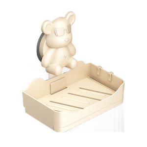 Porte-savon mural rectangulaire en plastique à ventouse, design familial et ludique, avec égouttoir intégré, pour rangement de salle de bain - Product Image 2