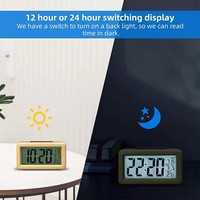 Funciona con pilas Lcd Smart Thin Digital Bamboo Mesa de madera Temperatura y humedad Pantalla reloj Temperatura Humedad