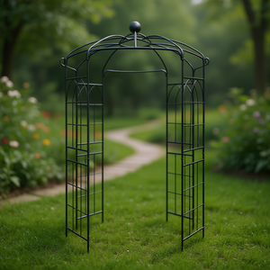 Arco de Jardín Metálico Db de 81.3'' de Diámetro x 114.2'' de Altura, Pérgola de Hierro con Forma de Jaula para Pájaros, Estilo Clásico, Recubrimiento en Polvo Negro - Product Image 2