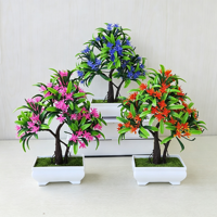 Bonsaï artificiel de pin vert, plante artificielle de bienvenue pour la décoration de table intérieure