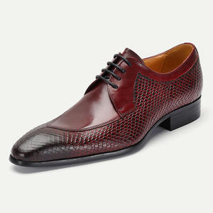 Zapatos formales de diseño italiano de lujo para hombre - Zapatos Oxford rojos con cordones de alta calidad para negocios y fiestas, zapatos de vestir de cuero para hombre y Oxfords - Product Image 1