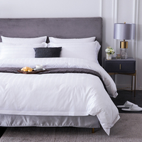 Ensemble de literie hôtel 100% pur coton King Queen Double grande taille unique 4 pièces ensemble de draps de lit couleur unie