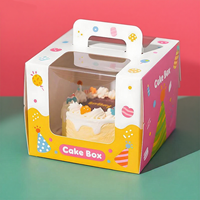 Boîte d'emballage pour gâteau pliable et recyclable avec poignée portable, fenêtre transparente, boîte cadeau en papier kraft pour cupcakes, logo personnalisé, pâtisserie, dessert