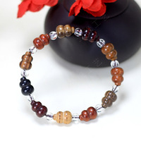Bracelet à une seule brinche avec breloque gourde Duobao et entretoises à perles rondes