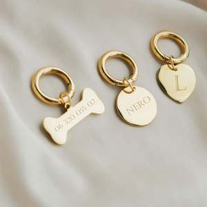 Monedas de Joyería Personalizadas al por Mayor con Logotipo Grabado en Acero Inoxidable Chapado en Oro de 18K para Mascotas - Product Image 3