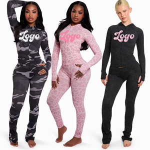 Completo Donna <span class=keywords><strong>2</strong></span> Pezzi Personalizzato Rosa con Stampa Leopardata, Felpa con Cappuccio a Maniche Lunghe e Pantaloni a Zampa, Tuta Autunnale Motivo Ghepardo - Product Image 3