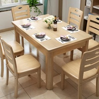 Table à manger compacte moderne en bois massif - Ensemble de meubles de salle à manger pour la maison et l'hôtel, réglable