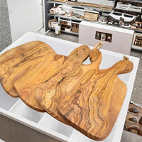 Handgemaakt natuurlijk olijfhouten snijplank van 1,6 cm dik, niet-toxisch, vaatwasserbestendig, combinatiepakket, serveerschaal, keuken, fruit