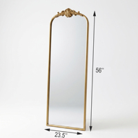 Miroir vintage pleine longueur : 23,5 x 56 pouces, en laiton doré, long et arqué