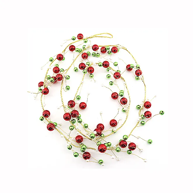 Unieke Decoreren Plastic Rode Guirlande 2021 Nieuwe Jaar Kerst Bead Garland Wedding Party Decor